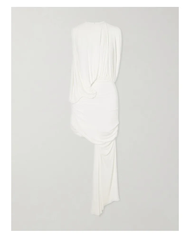 Christopher Esber Cumulus Asymmetric Gathered Ribbed-knit Jersey Mini Dress - White White