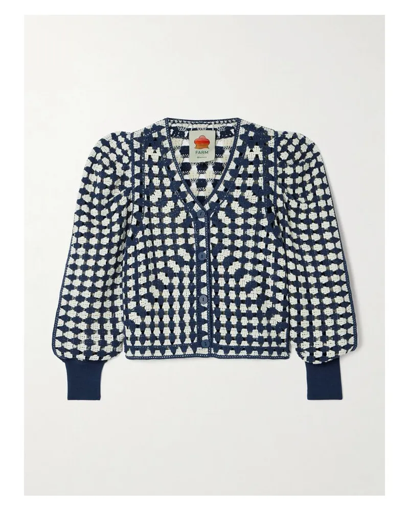 FARM Rio Cardigan Aus Einer Gehäkelten Baumwollmischung - Blau Blau