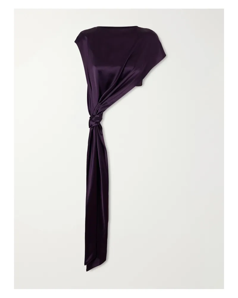 GALVAN Auriga Cropped Satin Top - Purple Purple