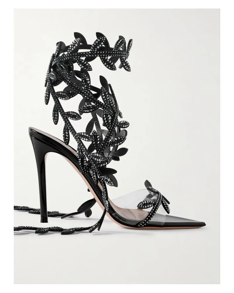 Gianvito Rossi Flavia 105 Sandalen Aus Leder Und Pvc Mit Kristallen - Schwarz Schwarz