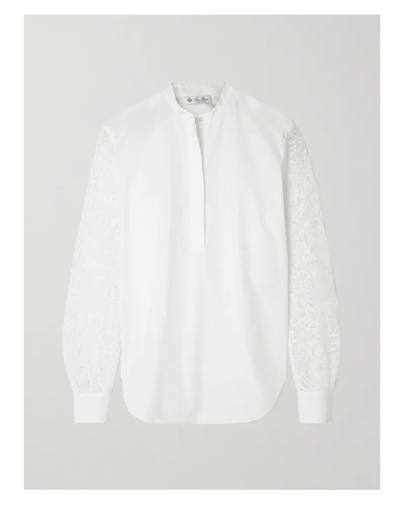 Loro Piana Ide Hemd Aus Baumwollpopeline Und Guipure-spitze - Weiß Weiß