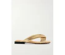 Riva Padded Metallic Leather Sandals - Gold