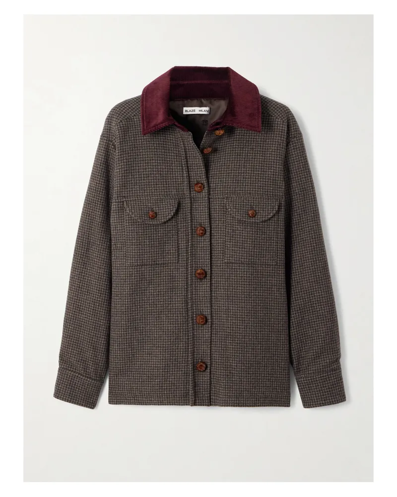 Blazé Milano Badis Berber Jacke Aus Einer Wollmischung Mit Hahnentrittmuster Und Baumwollcordbesatz - Braun Braun