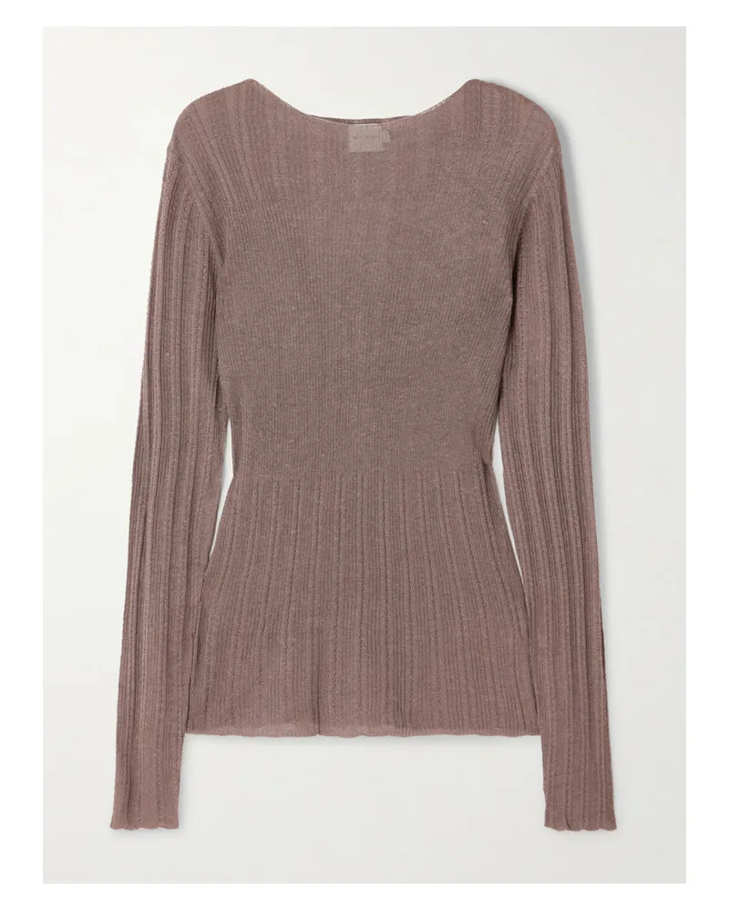 Deiji Studios Ribbed Open-knit Top - Brown Brown