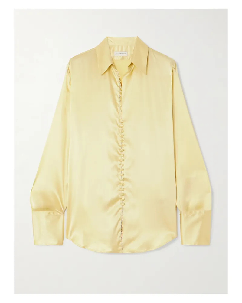 Dries van Noten Hemd Aus Stretch-seidensatin - Gelb Gelb