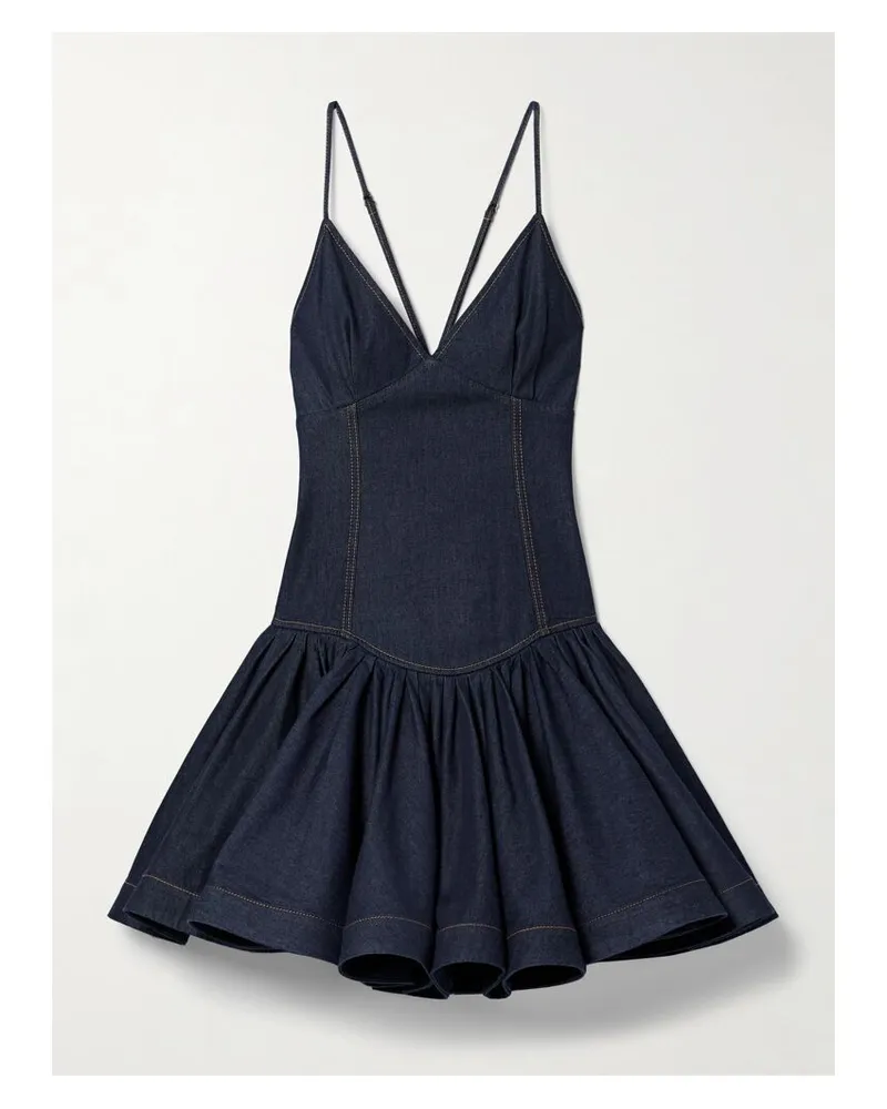 Zimmermann Crush Mini-jeanskleid Mit Raffungen - Blau Blau