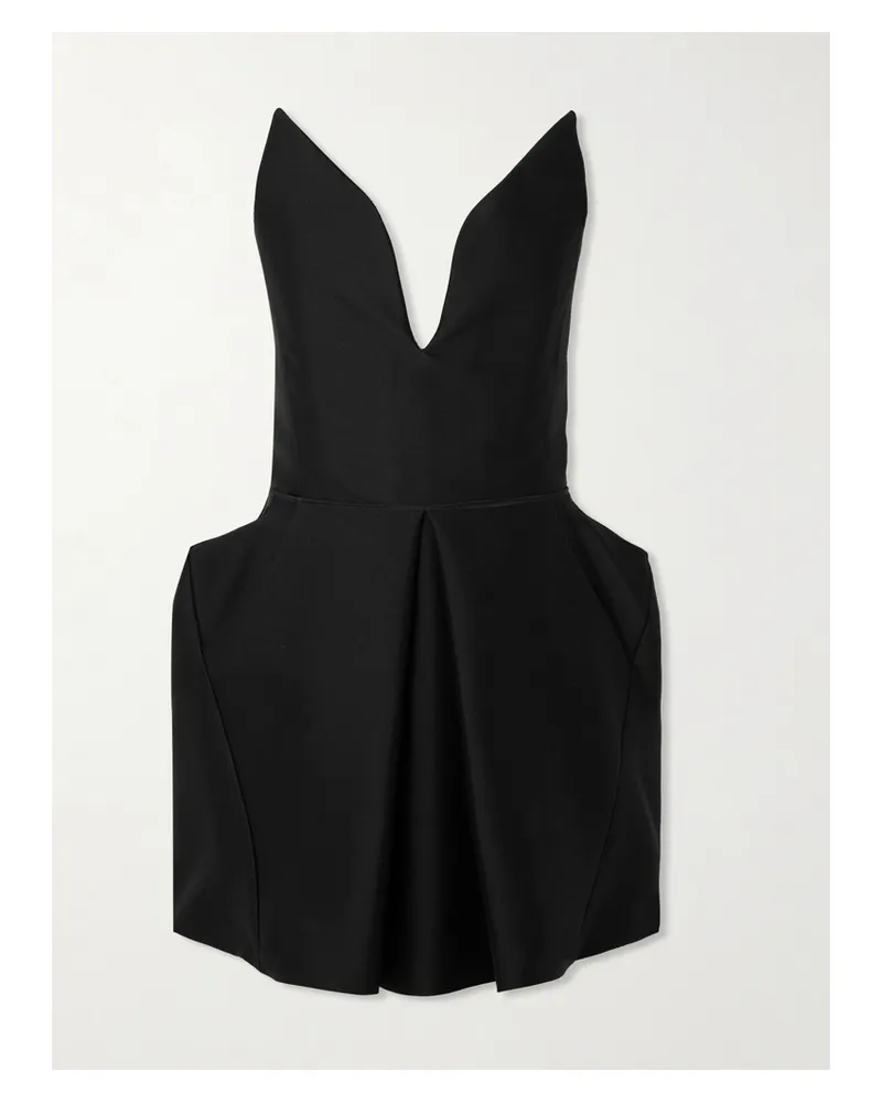 Maticevski Le Petite Trägerloses Minikleid Aus Einer Woll-seidenmischung Mit Falten - Schwarz Schwarz