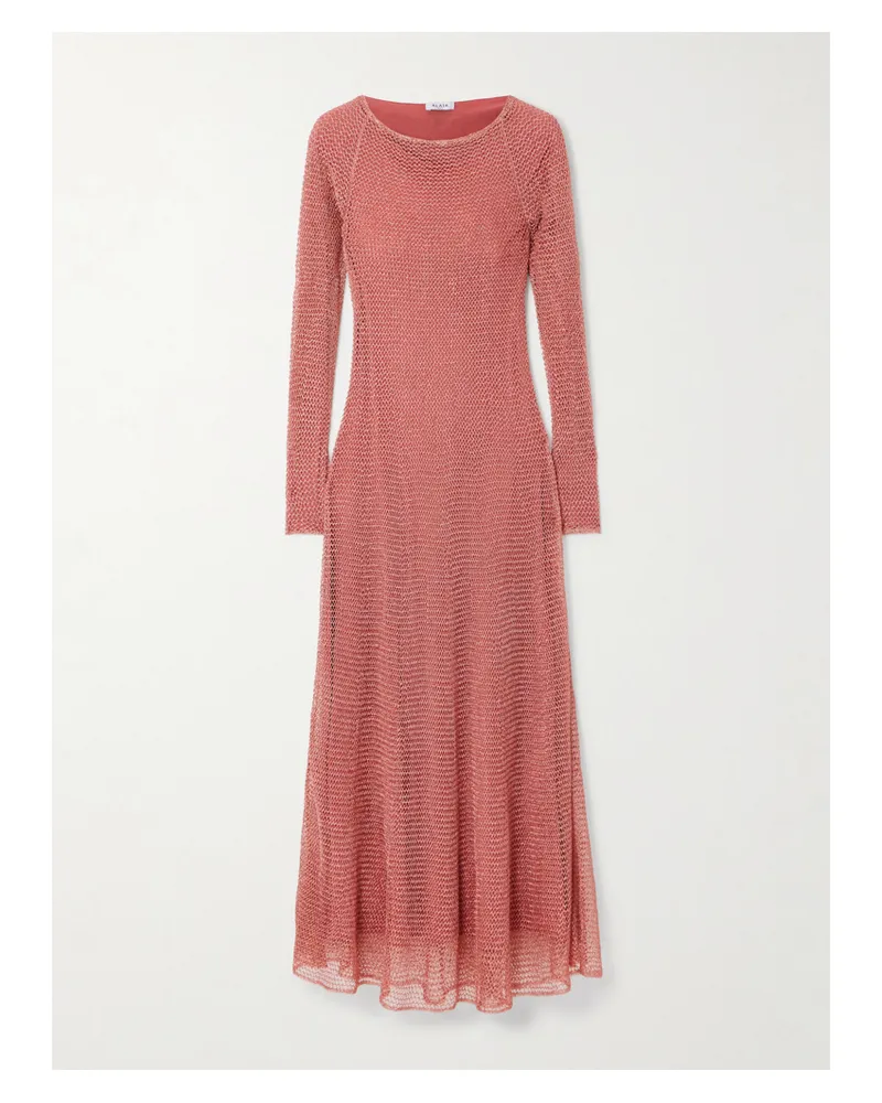 Alaïa Metallic Open-knit Midi Dress - Pink Pink