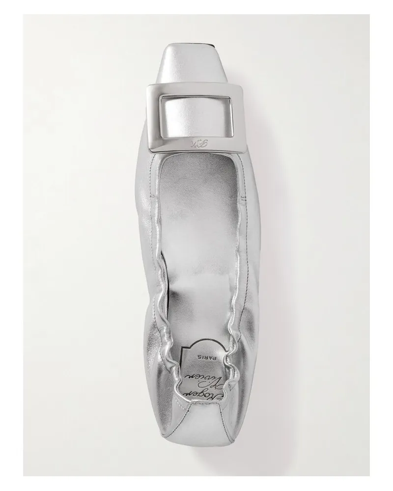 Roger Vivier Belle Vivier 25 Ballerinas Aus Metallic-leder Mit Verzierung - Silber Silber