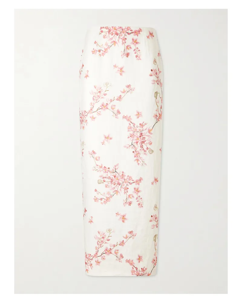 AGUA BENDITA Lirica Cauca Floral-print Linen Maxi Skirt - Pink Pink