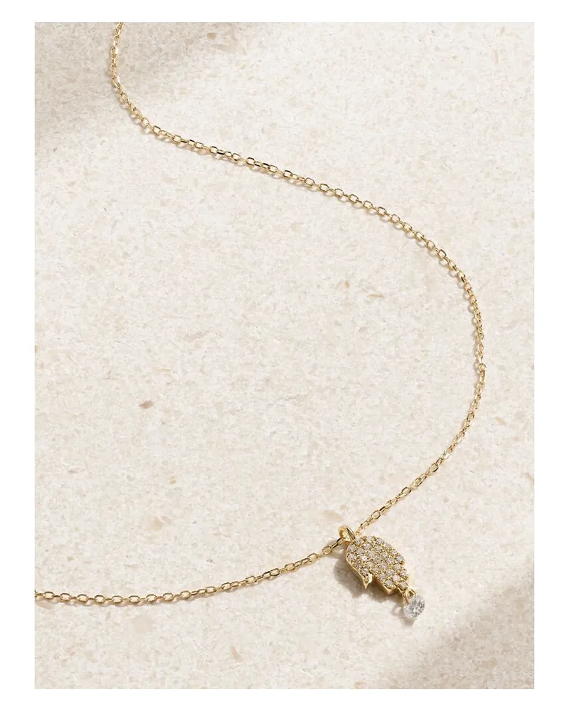 PERSEE Hand Of Fatima Kette Aus 18 Karat Gold Mit Diamanten Gold