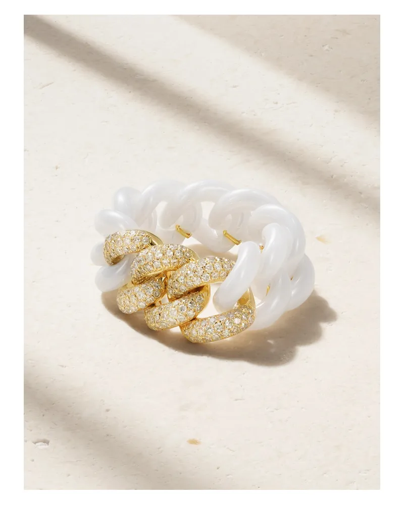 SHAY 18-karat Gold, Ceramic And Diamond Ring - White White