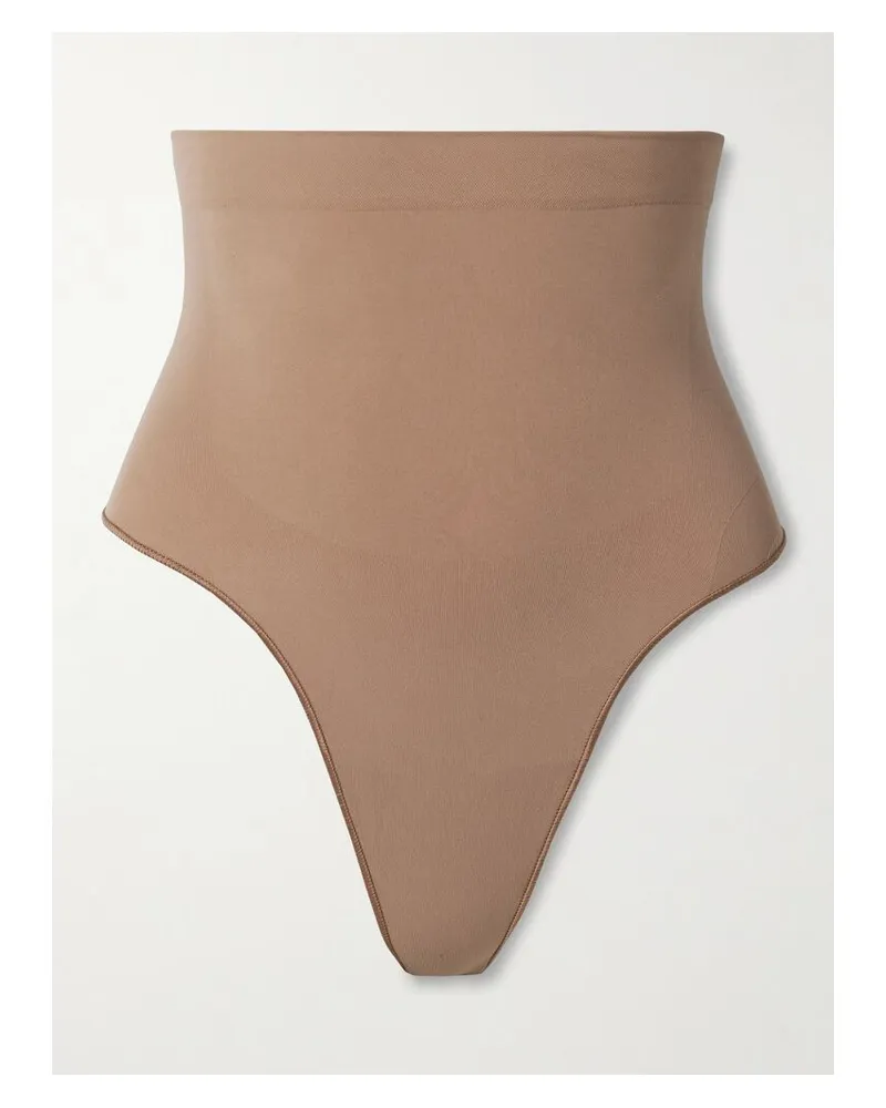 SKIMS Seamless Sculpt High-waisted Thong – Sienna – Hoch Sitzender String - Braun Braun