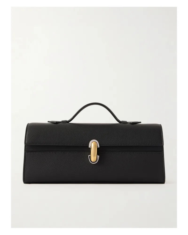 SAVETTE Slim Symmetry Pochette Textured-leather Tote - Black Black