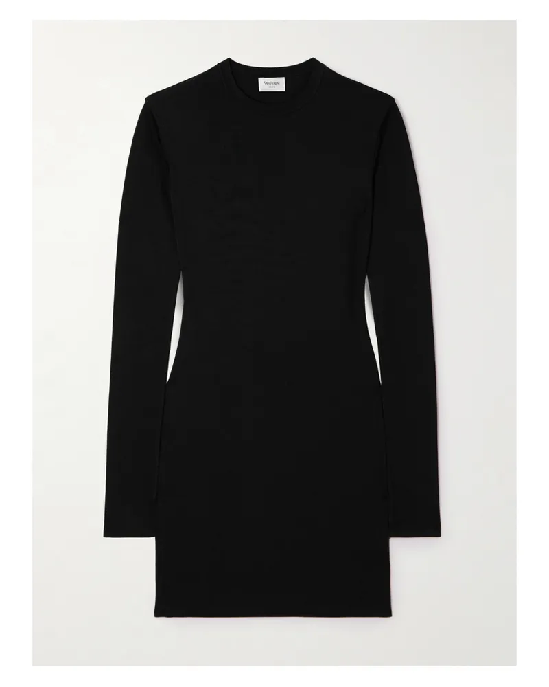 Saint Laurent Knitted Mini Dress - Black Black