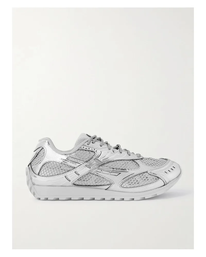 Bottega Veneta Orbit Sneakers Aus Mesh, Netzmaterial Und Gummi In Metallic-optik - Silber Silber