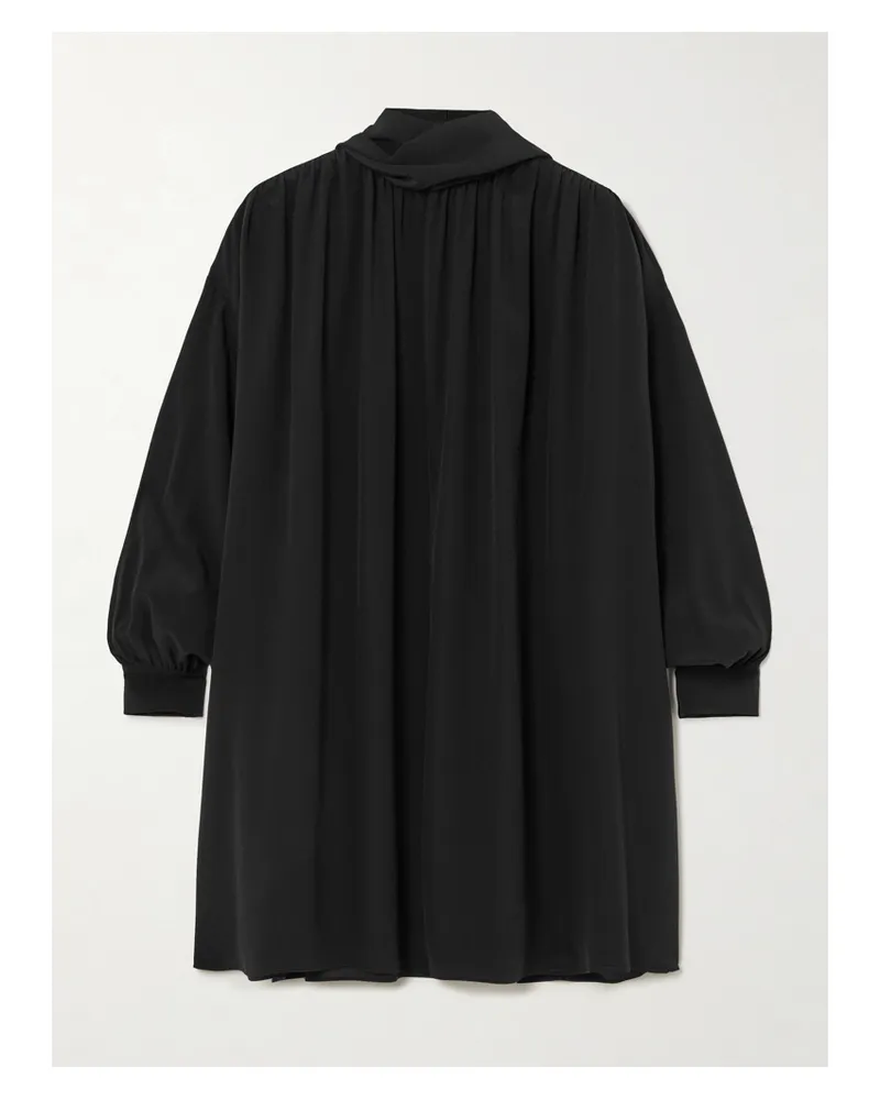 Chloé Minikleid Aus Crêpe De Chine Aus Bioseide Mit Schluppe - Schwarz Schwarz