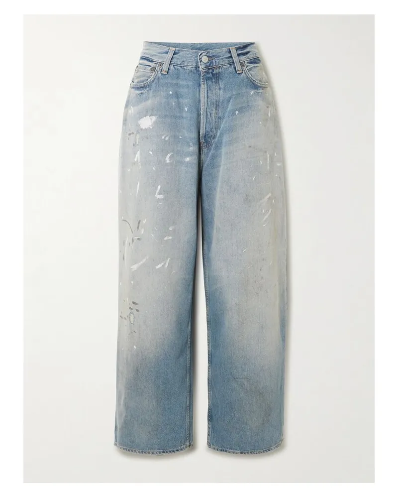 Acne Studios Tief Sitzende Jeans Aus Bio-denim Mit Weitem Bein In Distressed-optik - Blau Blau