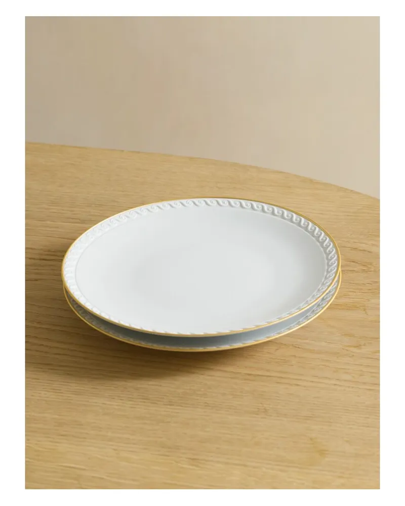 L’OBJET Neptune Set Aus Zwei Desserttellern Aus Porzellan Mit Vergoldeten Details - Weiß Weiß