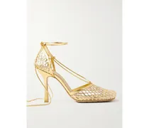 Pumps Aus Mesh Mit Lederbesätzen In Metallic-optik - Gold