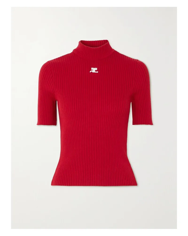 Courrèges Oberteil Aus Rippstrick Mit Stickerei - Rot Rot