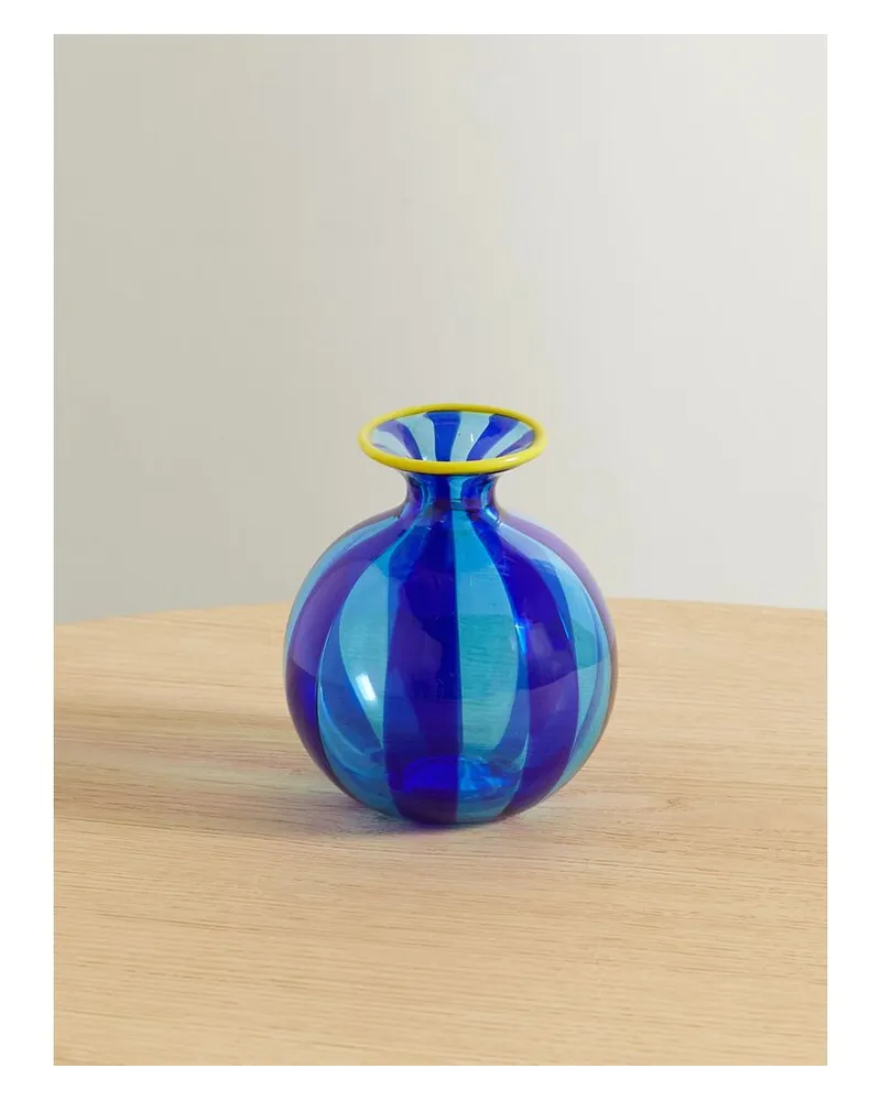La DoubleJ Ciccio Mini Vase Aus Gestreiftem Muranoglas - Blau Blau