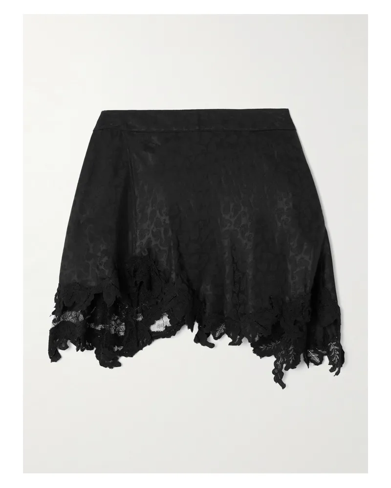 Isabel Marant Reana Minirock Aus Glänzendem Jacquard Mit Spitzenbesätzen - Schwarz Schwarz