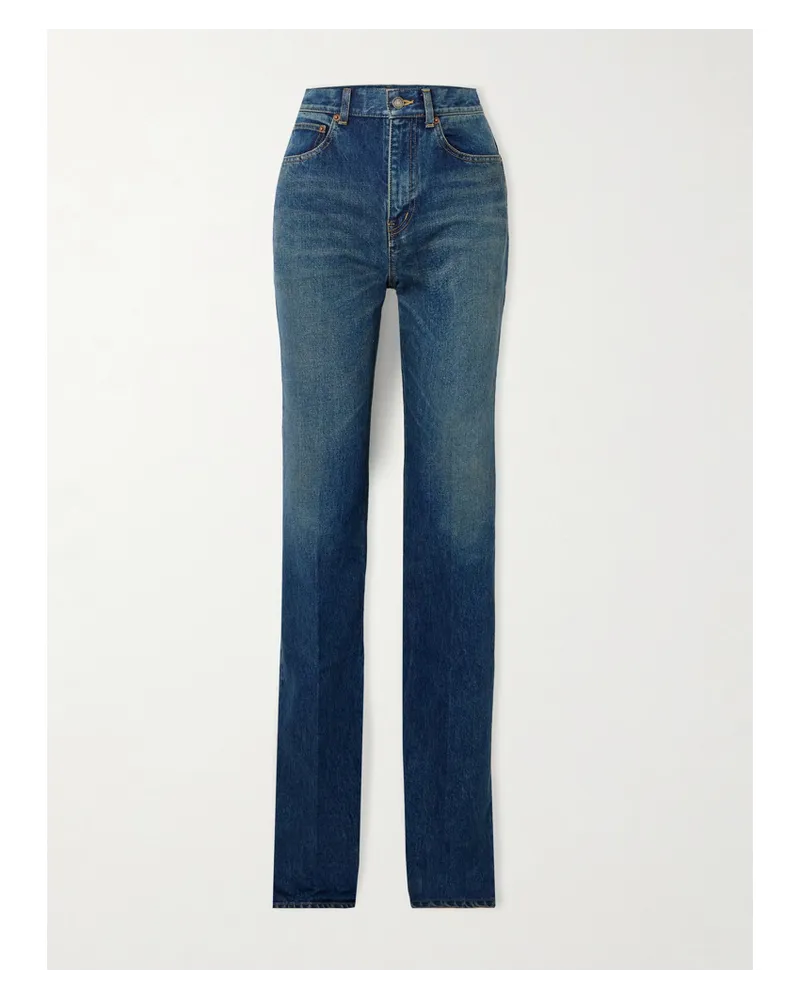 Saint Laurent Neo Clyde Hoch Sitzende Schlagjeans Blau