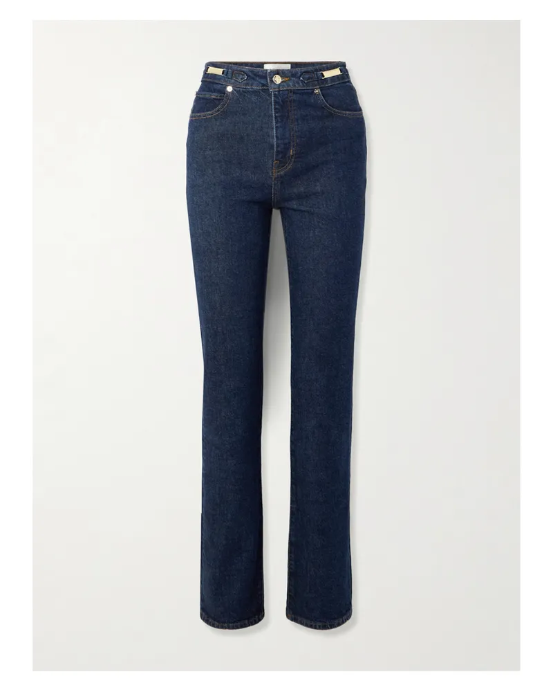Frame Denim Ritz Paris The Ruler Hoch Sitzende Jeans Mit Geradem Bein Und Verzierungen - Blau Blau