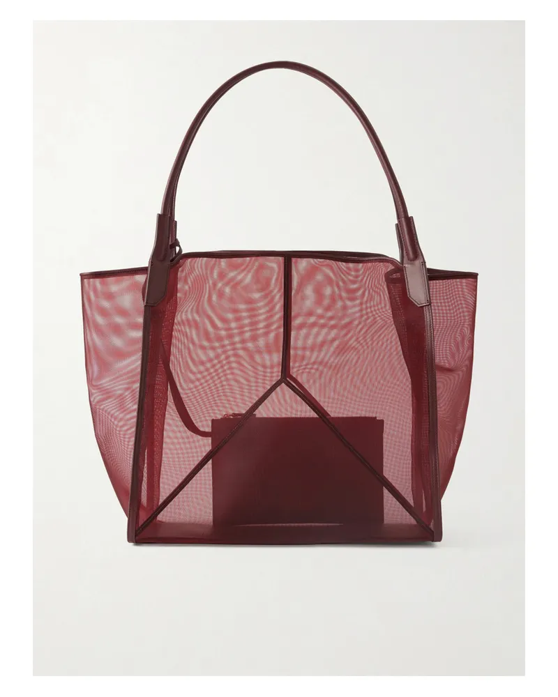 Victoria Beckham Victoria Leather-trimmed Mesh Tote - Burgundy Burgundy