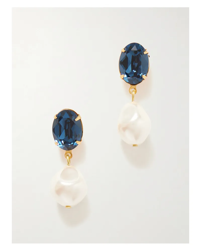 Jennifer Behr Tunis Gold-plated, Crystal And Faux Pearl Earrings - Blue Blue