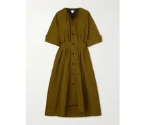 Cotton-canvas Midi Dress - Green