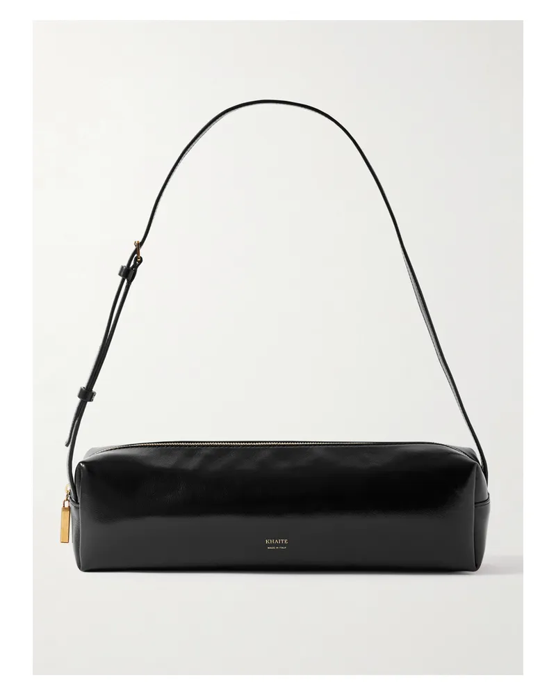 KHAITE Kye Glossed-leather Shoulder Bag - Black Black
