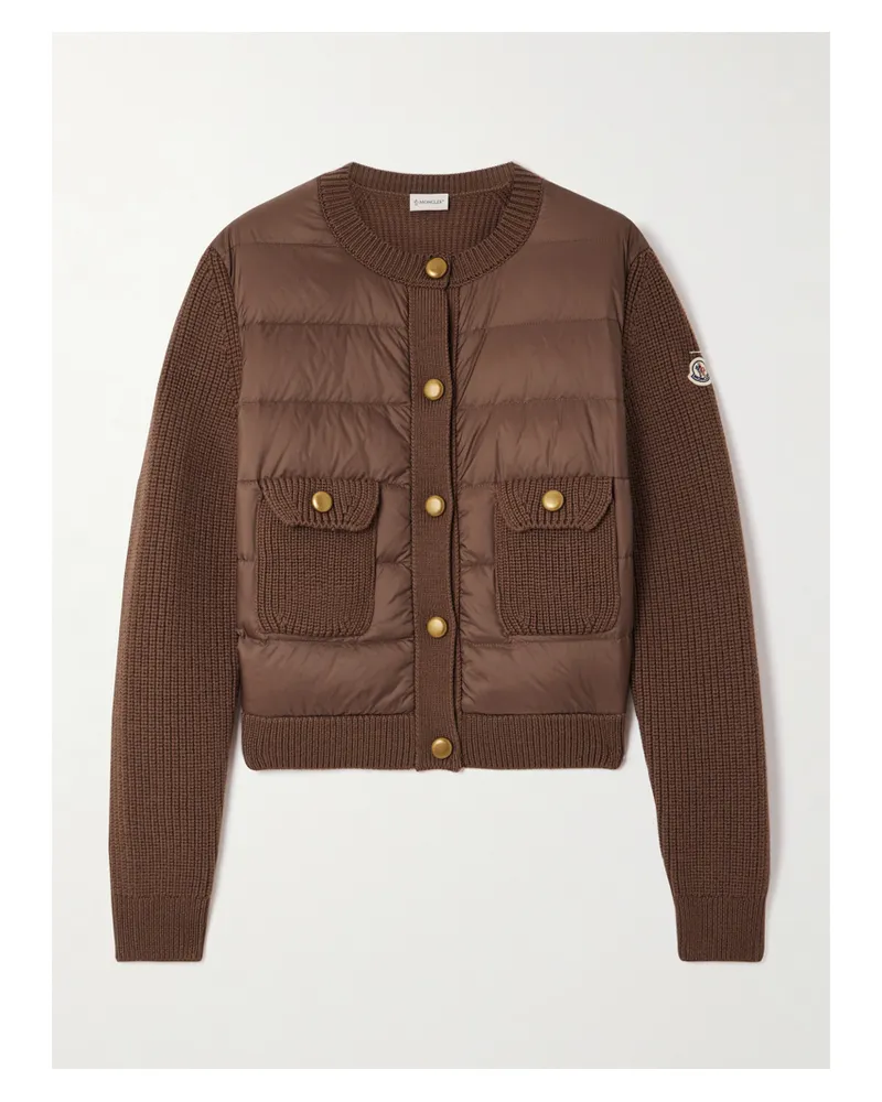 Moncler Archivio Dna Cardigan Aus Gerippter Wolle Und Shell Mit Daunenfüllung - Braun Braun