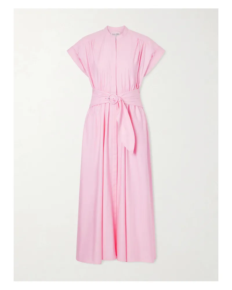 Saloni Neesha Belted Cotton Maxi Dress - Pink Pink