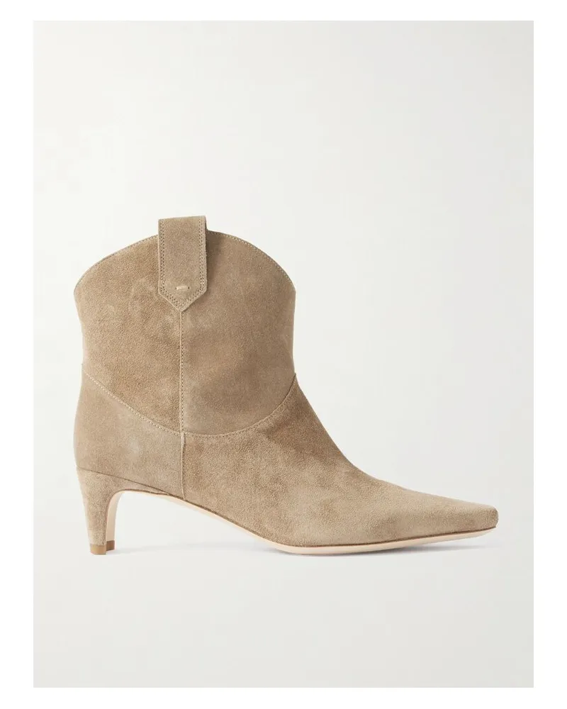 STAUD Western Wally Ankle Boots Aus Veloursleder - Neutral Neutral