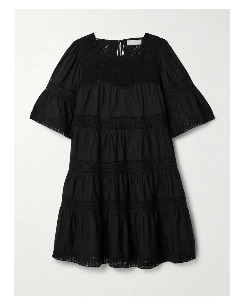 Ulla Johnson Senna Minikleid Aus Baumwoll-voile Mit Häkeleinsätzen - Schwarz Schwarz