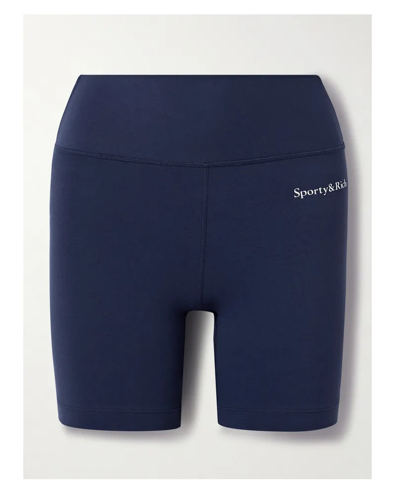 SPORTY & RICH Shorts aus Bedrucktem Stretch-material Blau