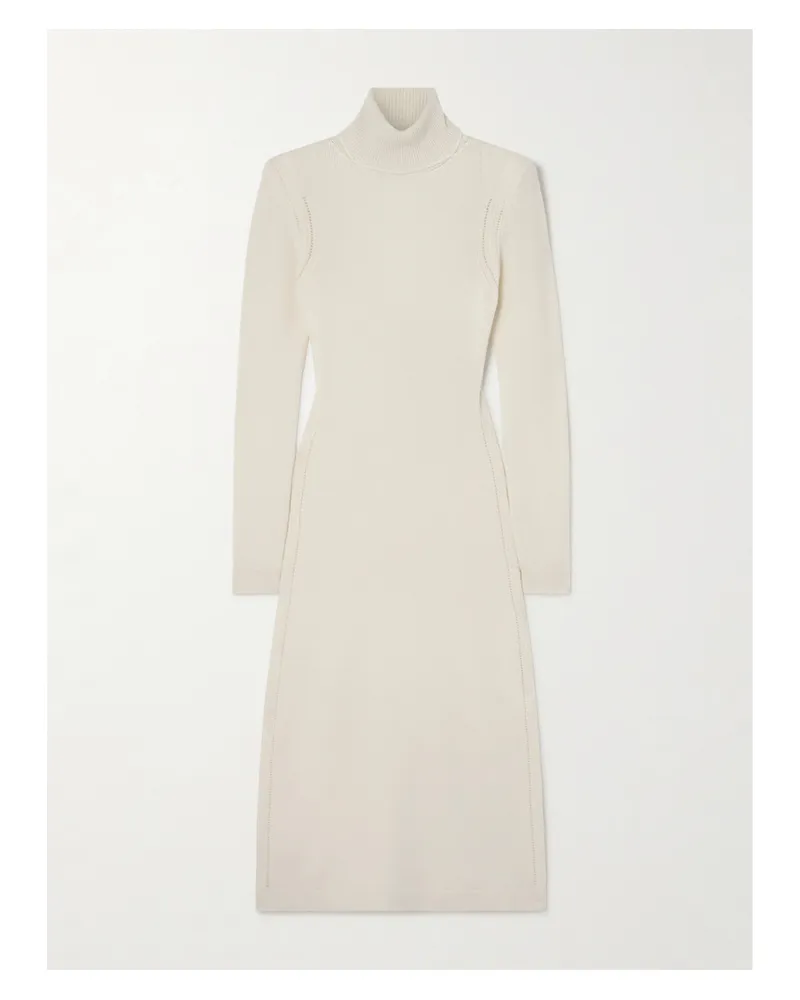 Tom Ford Midikleid Aus Kaschmir Mit Rollkragen Und Cut-out - Wollweiß Wollweiß