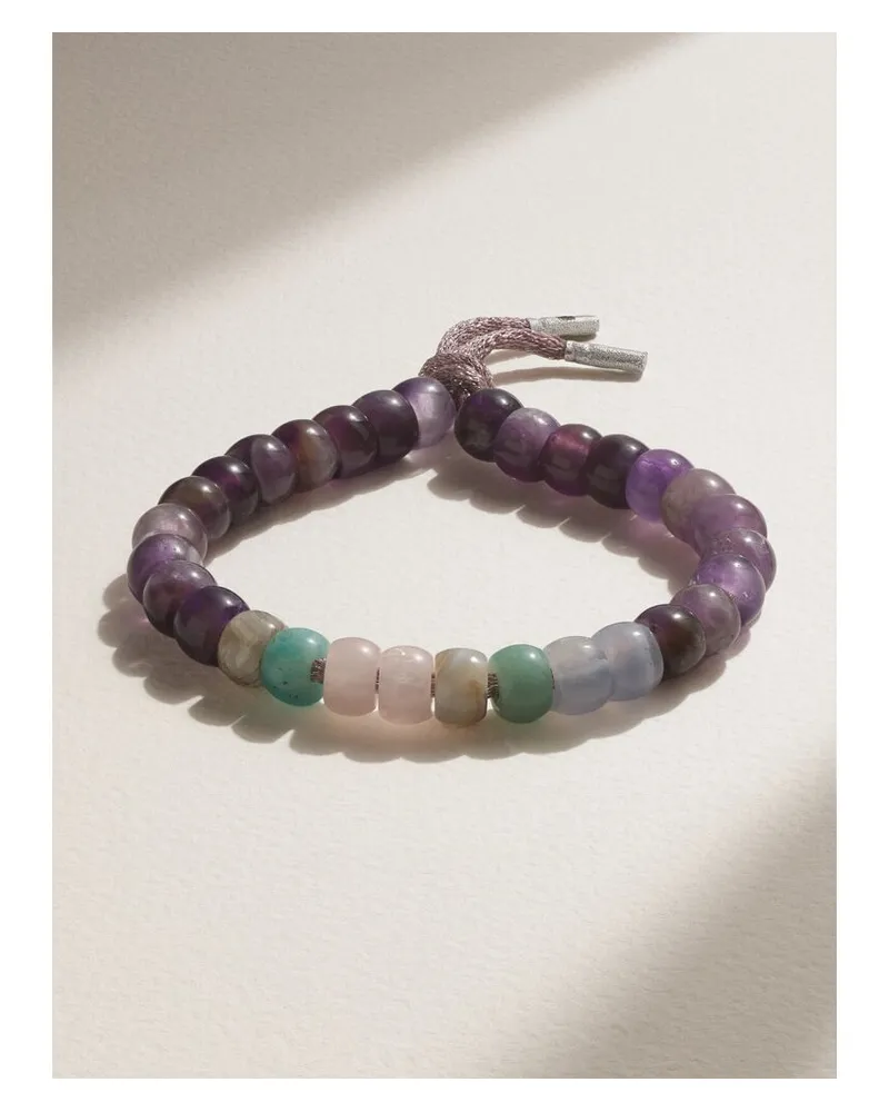 Carolina Bucci Forte Beads Big Sur Armband Aus Lurex® Mit Mehreren Steinen Und Details Aus 18 Karat Gold - Lila Lila