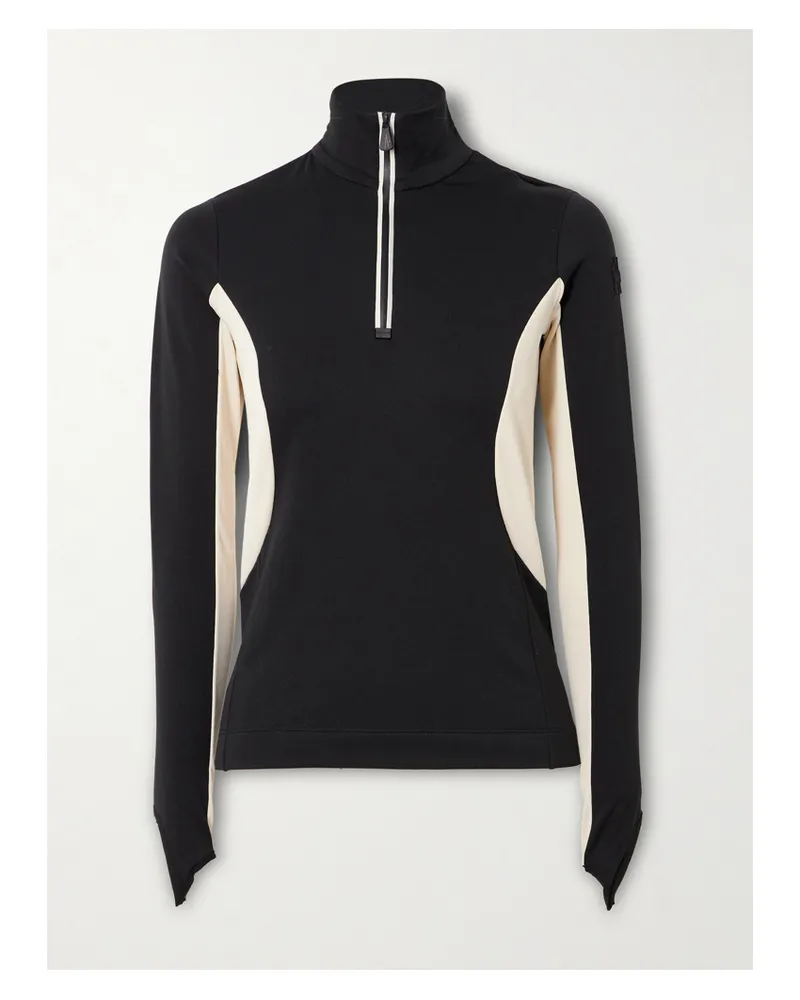 Moncler Skioberteil Aus Stretch-jersey In Colour-block-optik - Schwarz Schwarz