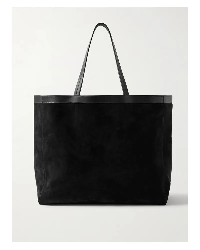 Nili Lotan Loren Leather-trimmed Suede Tote - Black Black