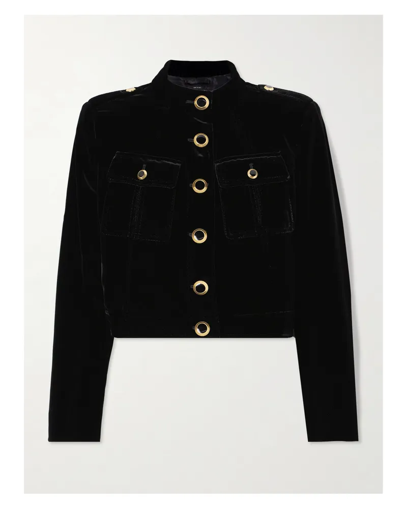 Tom Ford Verkürzte Jacke Aus Samt - Schwarz Schwarz
