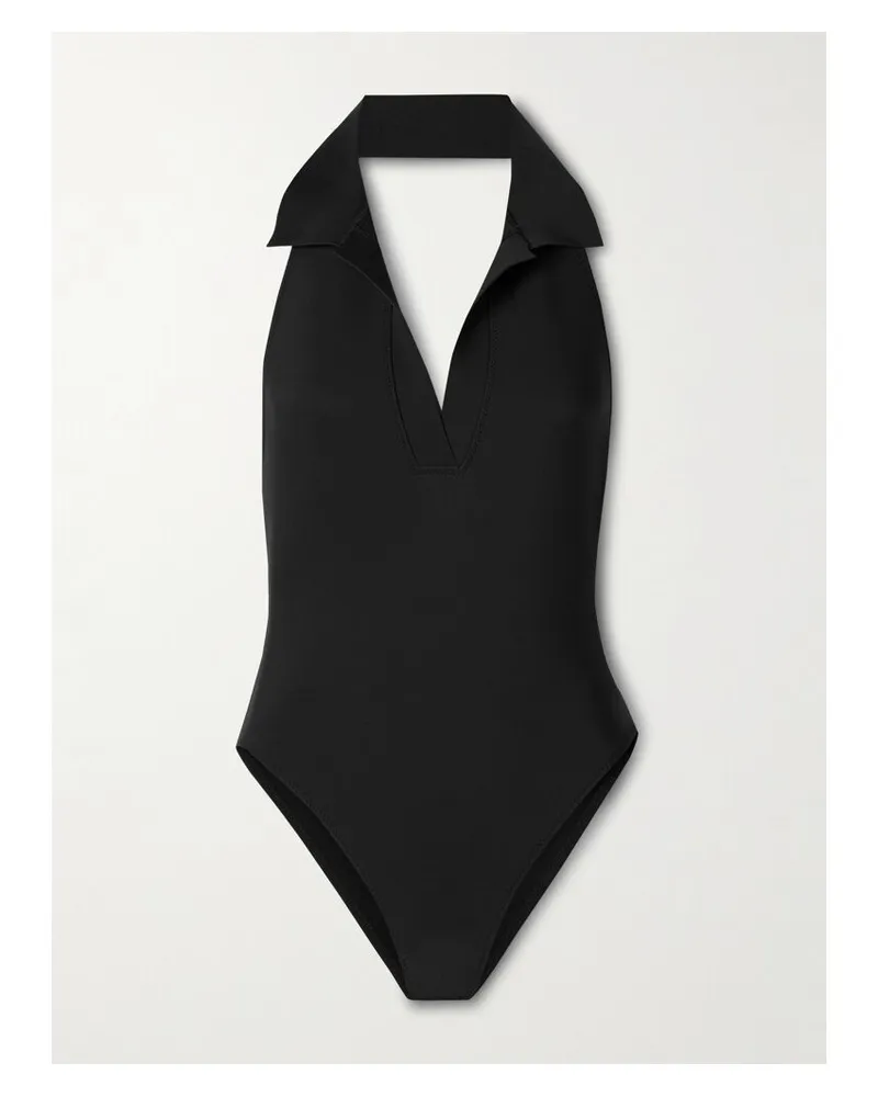Lisa Marie Fernandez Polo Neckholder-badeanzug Aus Neopren - Schwarz Schwarz