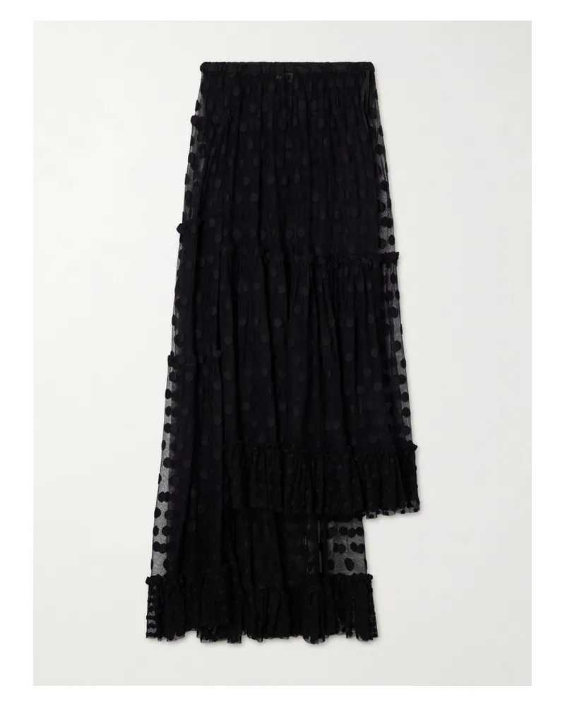 Dries van Noten Sunia Embroidered Cotton-blend Mesh Maxi Skirt - Black Black