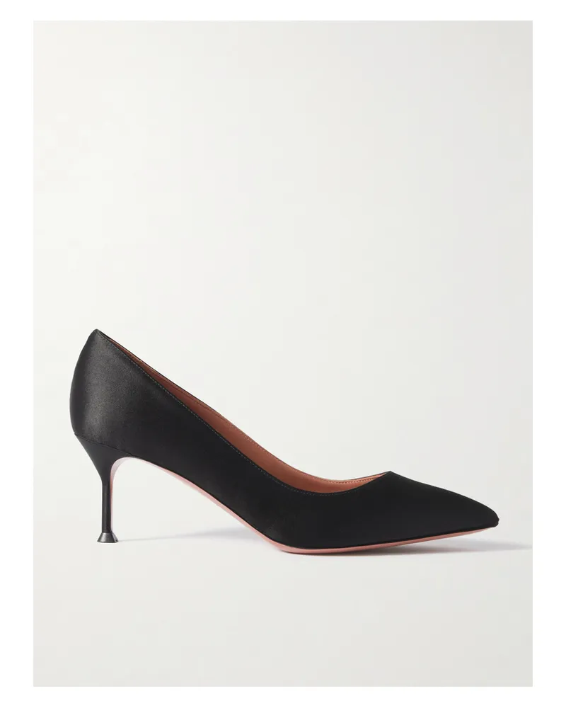 Aquazzura Purist 65 Pumps Aus Satin Mit Spitzer Kappe - Schwarz Schwarz