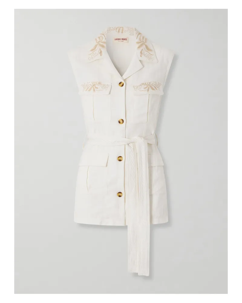 Emporio Sirenuse Daria Embroidered Linen-blend Vest - White White