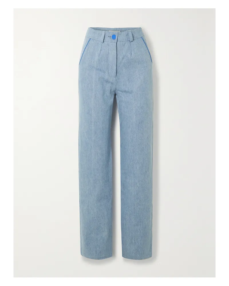 Rowen Rose Halbhohe Jeans Mit Geradem Bein - Blau Blau