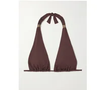 Grenada Embellished Halterneck Triangle Bikini Top - Brown