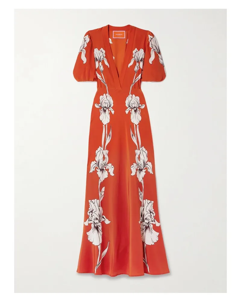 La DoubleJ Marlene Maxikleid Aus Seiden-crêpe Mit Blumenprint - Rot Rot